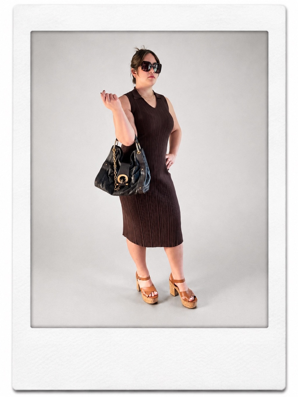 Bally Dark Brown Leather Shoulder Bag with Gold-Tone Chain